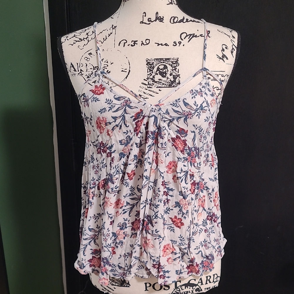 American Eagle Outfitters Floral Camisole in Navy White and Pink Tones